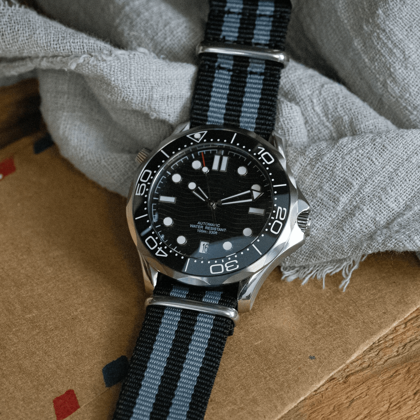 MOD SEAMASTER - 007 BLACK (NATO) - MONTRE A PAPY - Montre automatique seiko mod avec