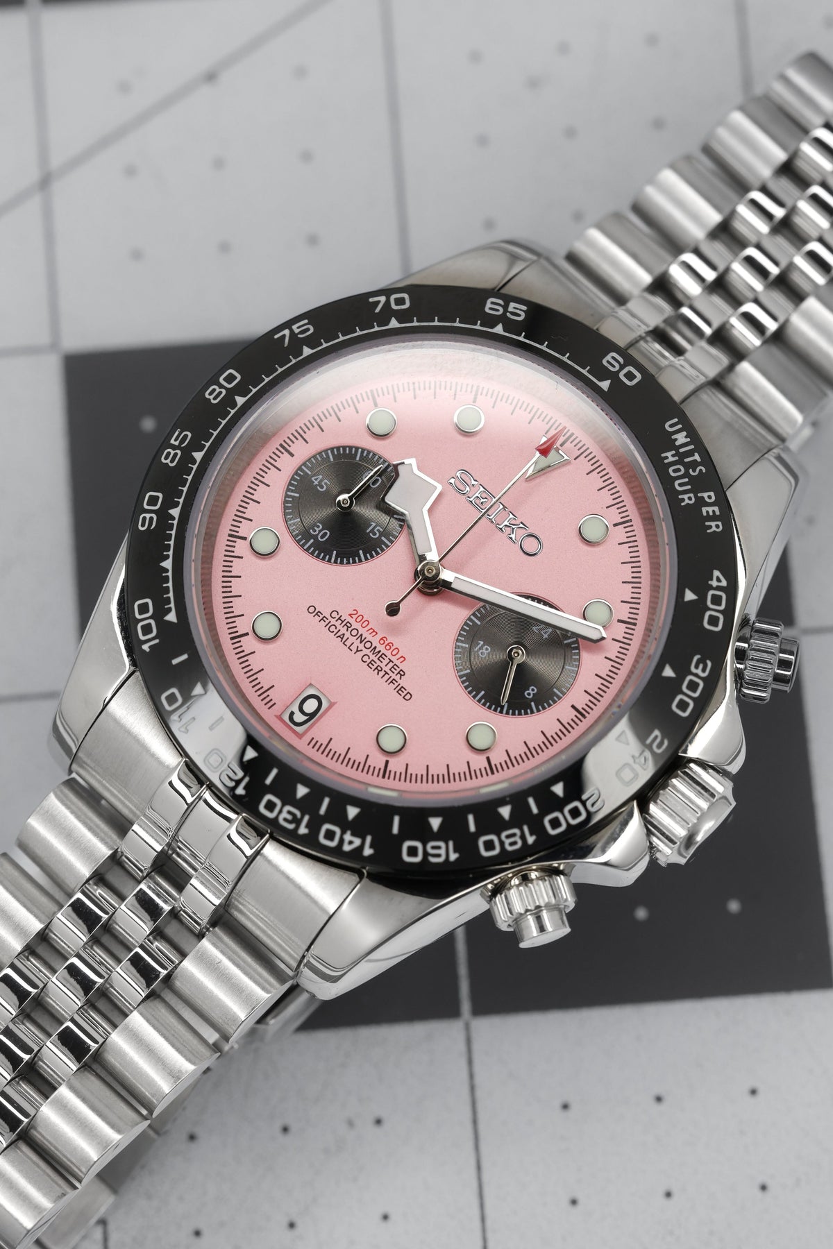 MOD BLACK BAY JUBILEE - PINK VK63 - MONTRE A PAPY - Montre automatique seiko mod