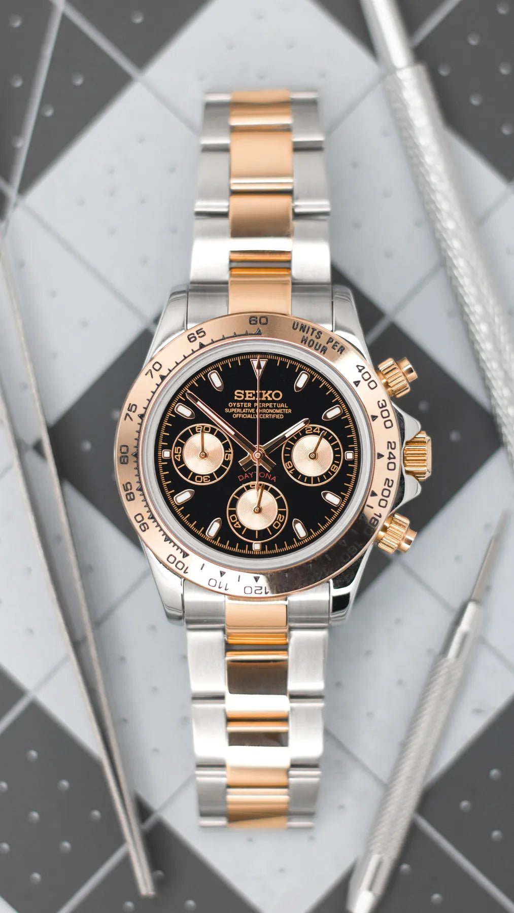 MOD DAYTONA – ZWEIFARBIGES ROSÉGOLD SCHWARZ 