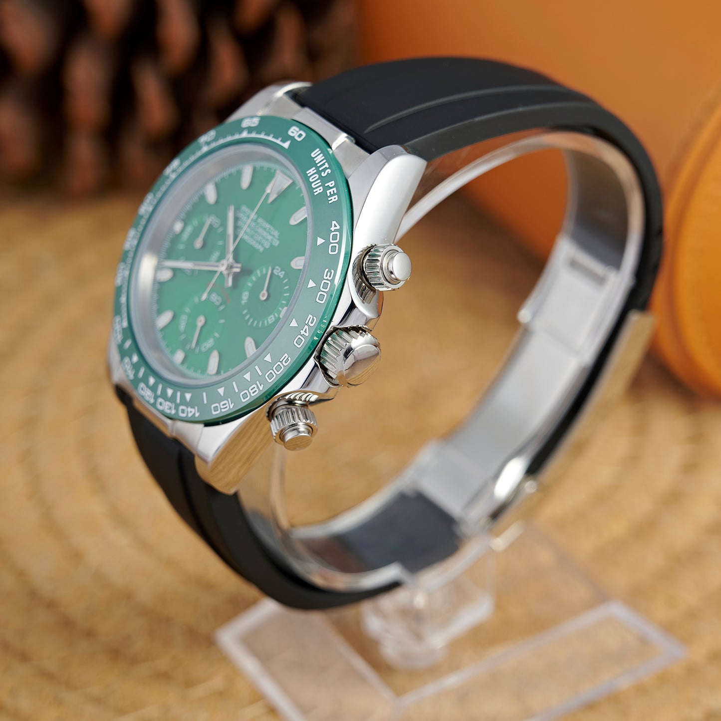 MOD DAYTO GREEN SILVER RUBBER - MONTRE A PAPY - Montre automatique seiko mod Avec