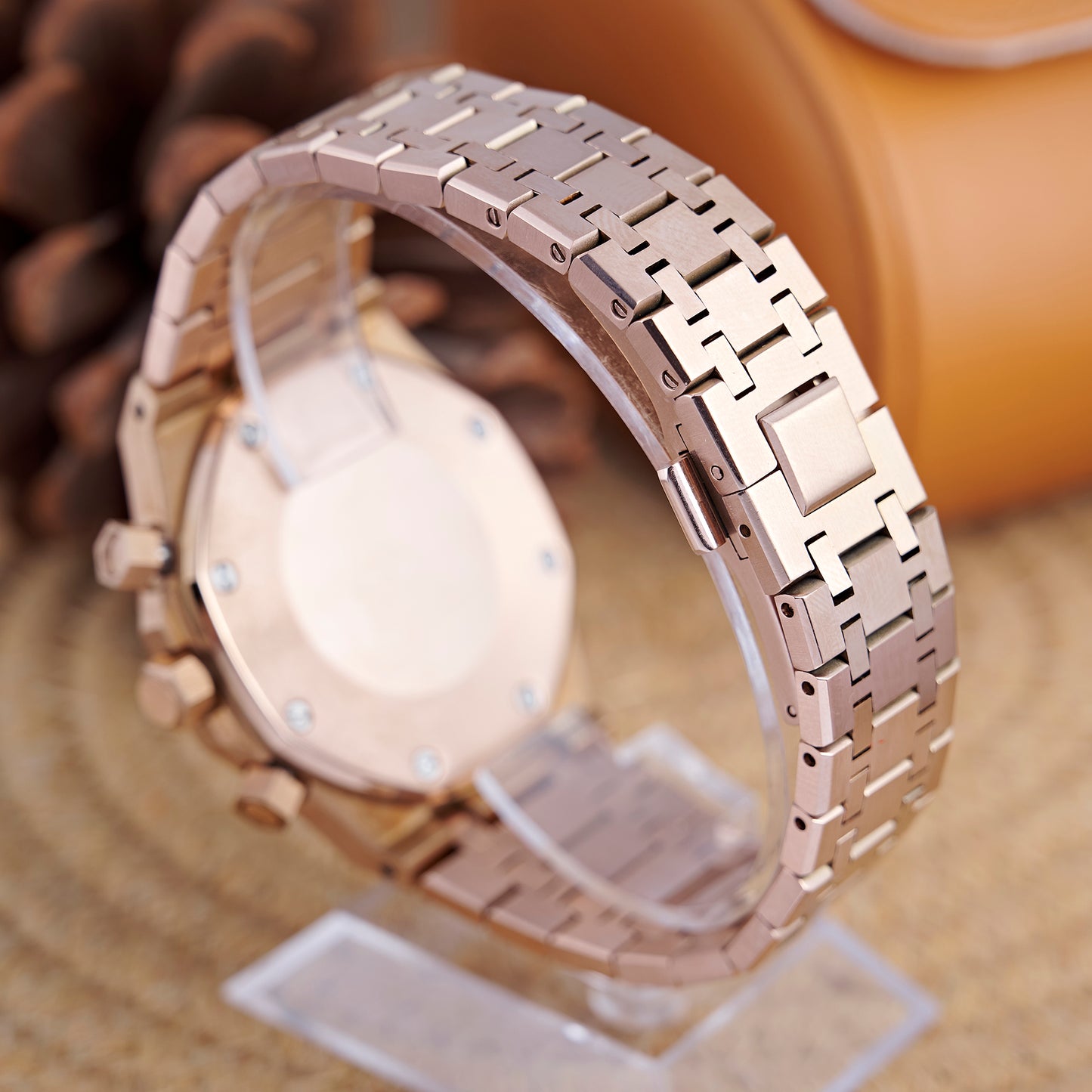 MOD OAK BROWN PINKGOLD - MONTRE A PAPY - Montre automatique seiko mod Avec