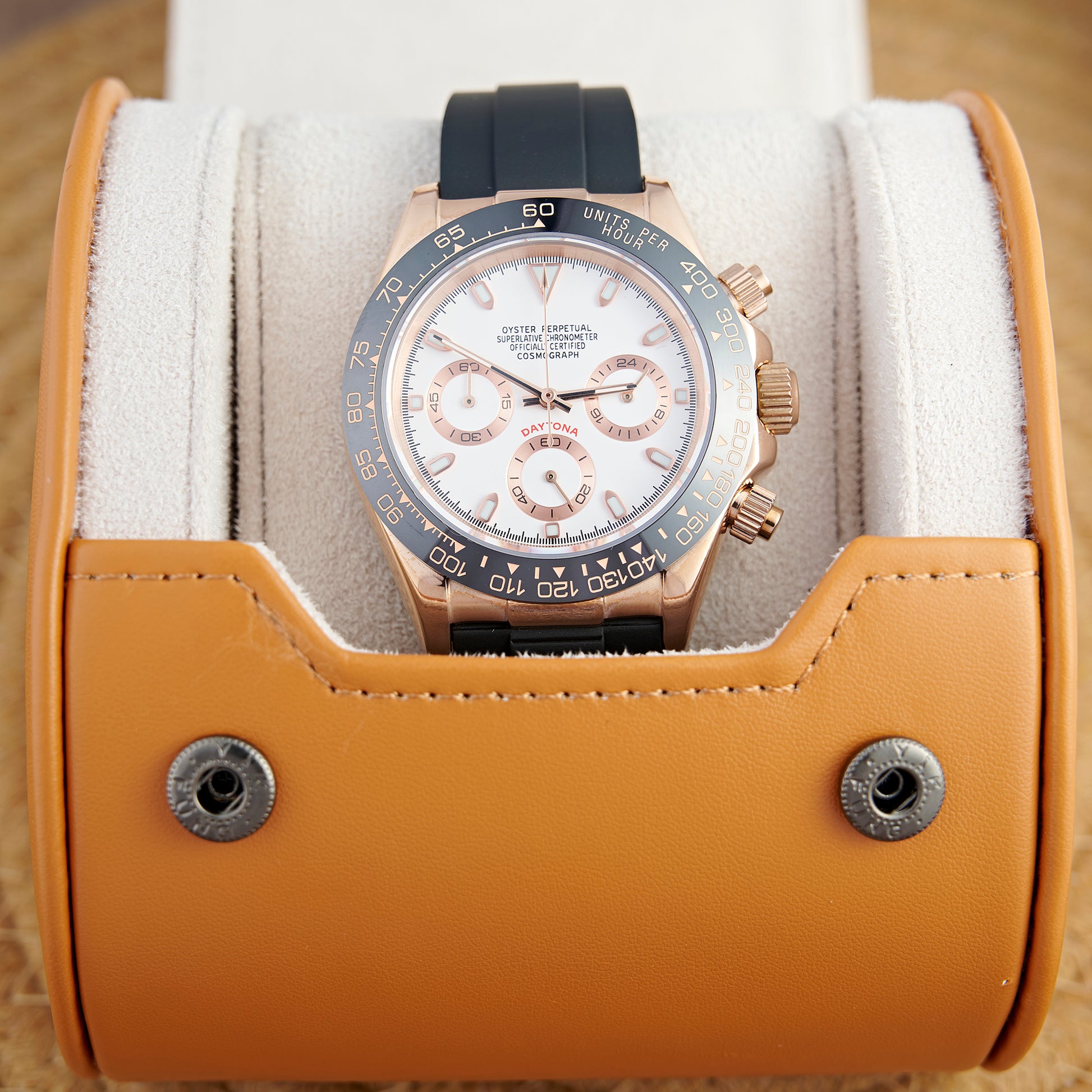 MOD DAYTO WHITE PINKGOLD RUBBER - MONTRE A PAPY - Montre automatique seiko mod Avec