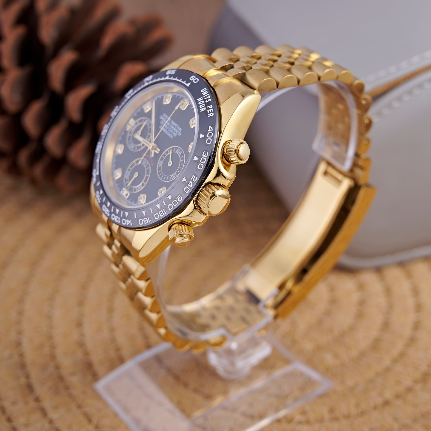 MOD DAYTO BLACK GOLD STRASS JUB - MONTRE A PAPY - Montre automatique seiko mod Avec