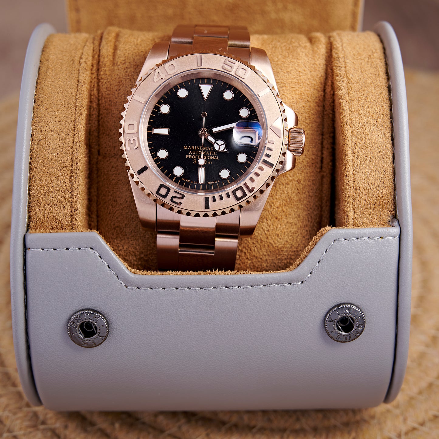MOD YACHT BLACK PINKGOLD - MONTRE A PAPY - Montre automatique seiko mod avec