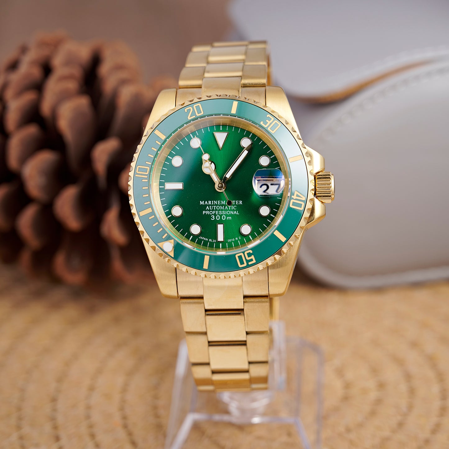 MOD SUB GREEN GOLD - MONTRE A PAPY - Montre automatique seiko mod avec