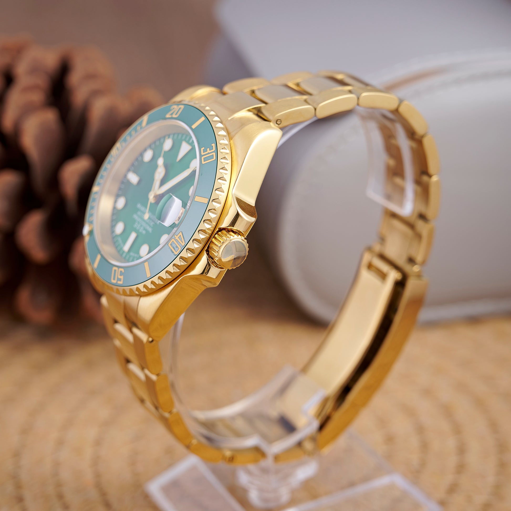 MOD SUB GREEN GOLD - MONTRE A PAPY - Montre automatique seiko mod avec