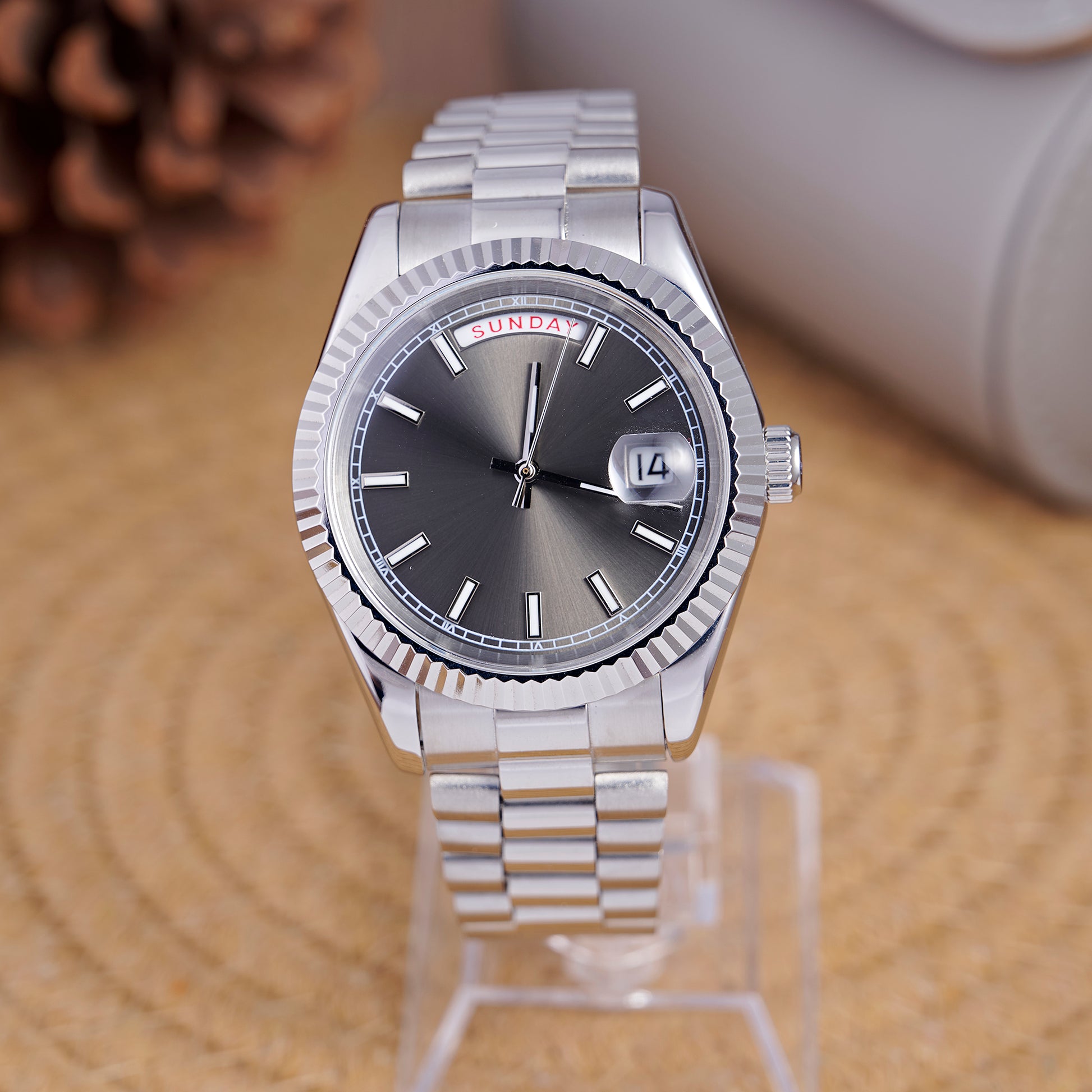 MOD DAYDATE SILVER - MONTRE A PAPY - Montre automatique seiko mod Avec