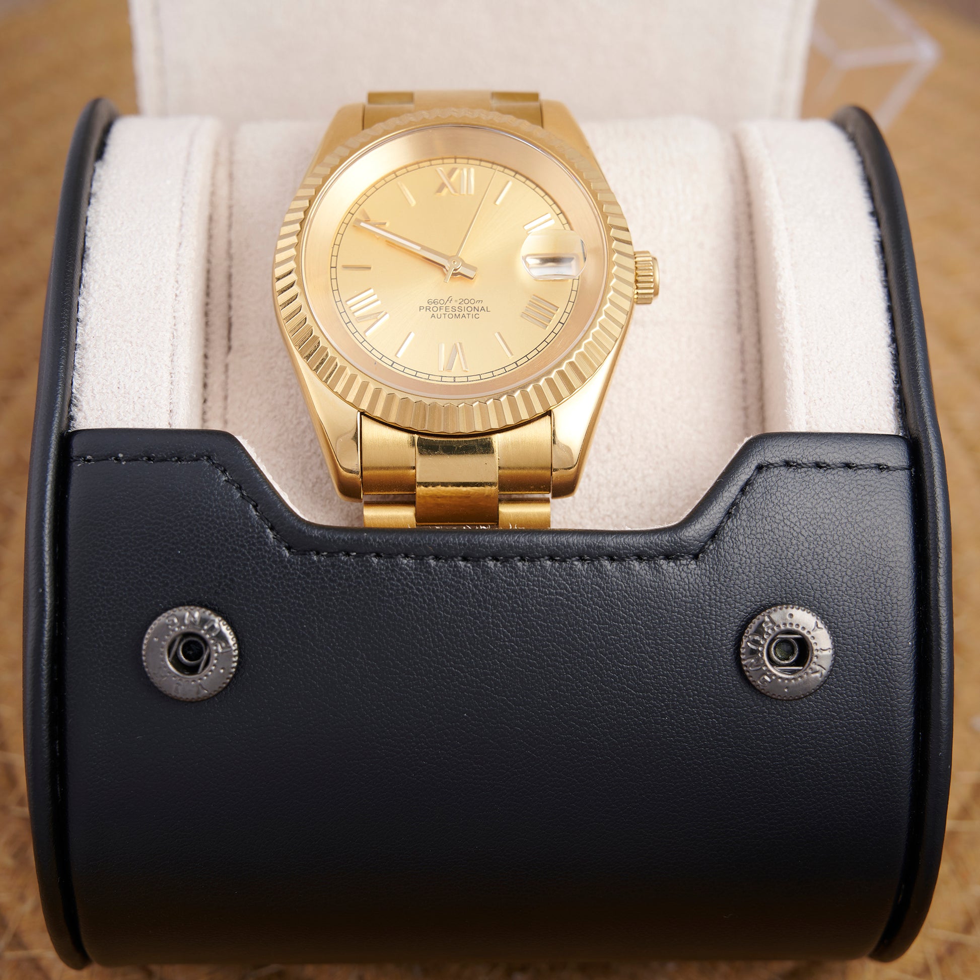 MOD DATEJUST ROMAN FULL GOLD - MONTRE A PAPY - Montre automatique seiko mod Avec