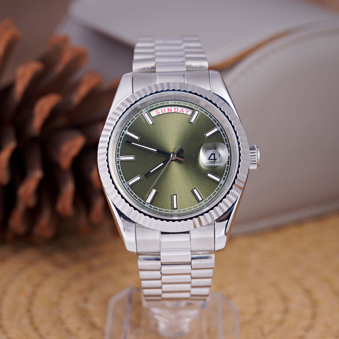 MOD DAYDATE GREEN MINT - MONTRE A PAPY - Montre automatique seiko mod avec