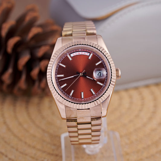 MOD DAYDATE CHOCOLATE - MONTRE A PAPY - Montre automatique seiko mod avec