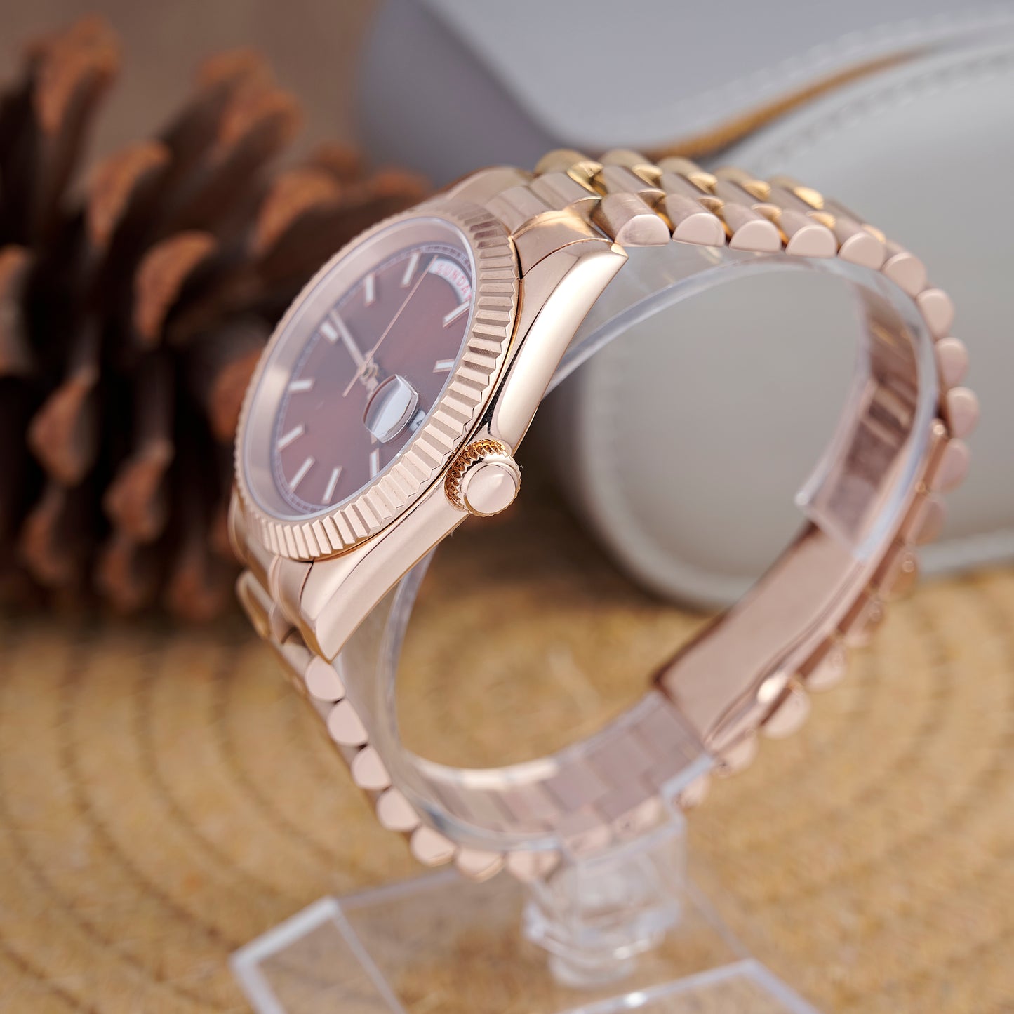 MOD DAYDATE CHOCOLATE - MONTRE A PAPY - Montre automatique seiko mod avec