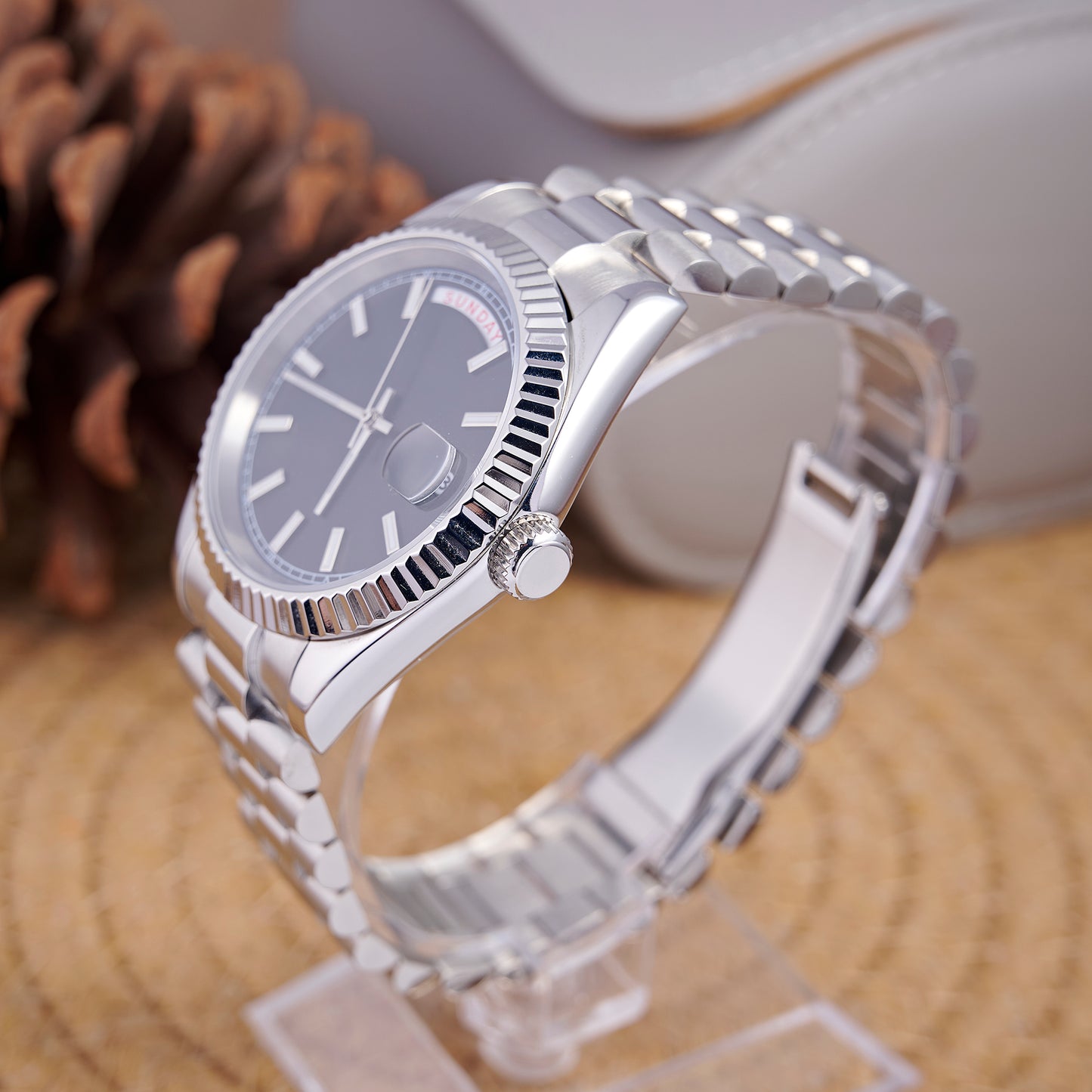 MOD DAYDATE BLACK - MONTRE A PAPY - Montre automatique seiko mod avec