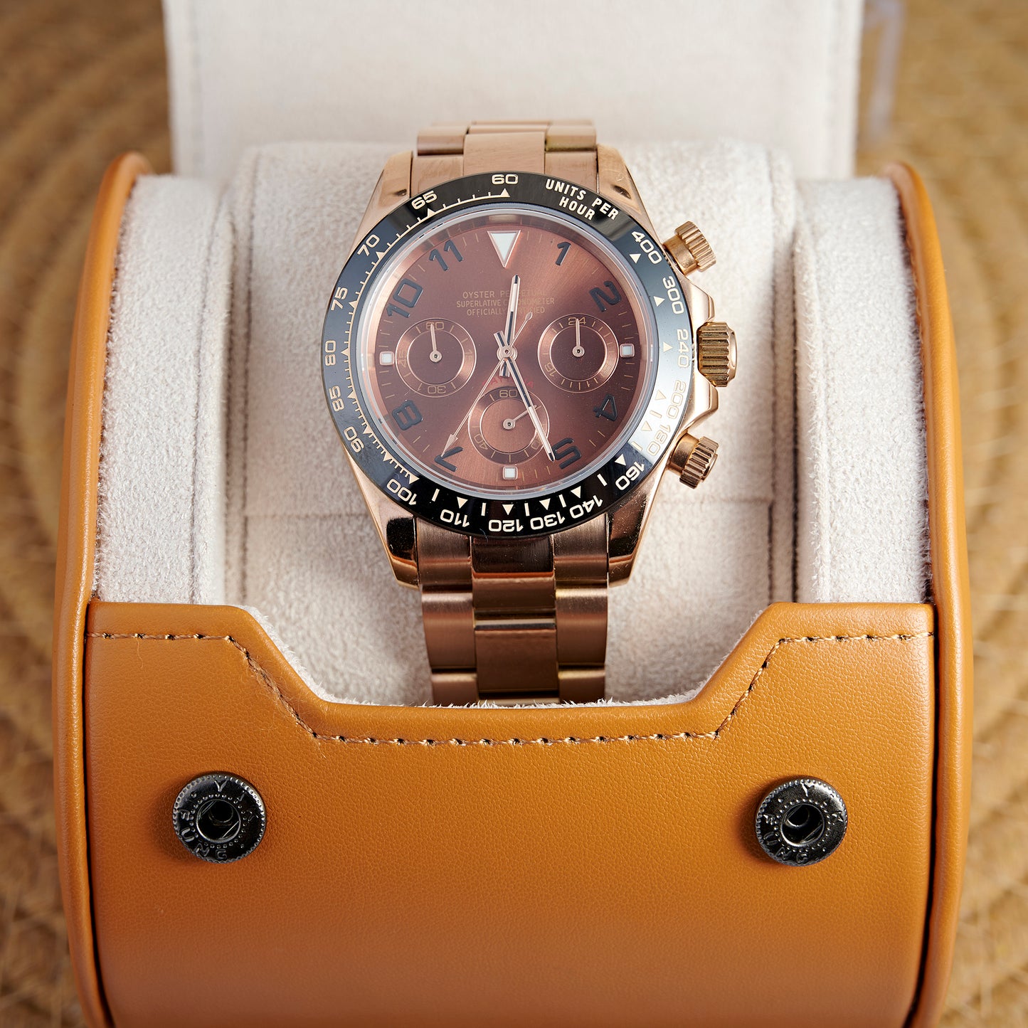 MOD DAYTO ARABIC BROWN PINKGOLD - MONTRE A PAPY - Montre automatique seiko mod Avec