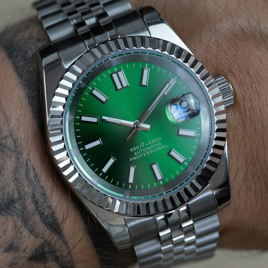 MOD DATE JUST - GREEN 2 - MONTRE A PAPY - Montre automatique seiko mod