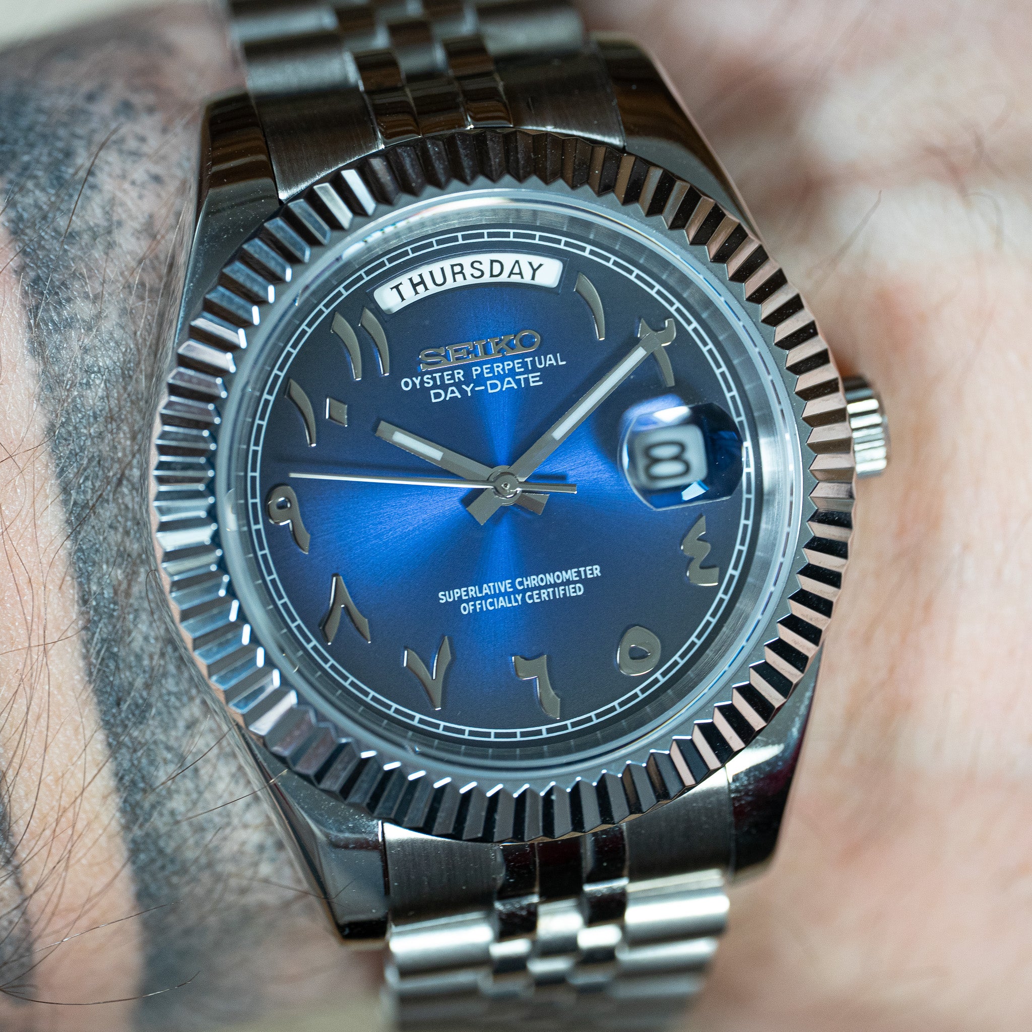 DAY DATE ARABIC BLEU - MONTRE A PAPY - Montre automatique seiko mod