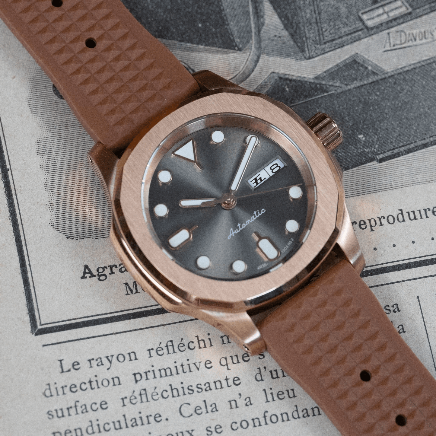 MOD AQUA PINK GOLD - MONTRE A PAPY - Montre automatique seiko mod avec