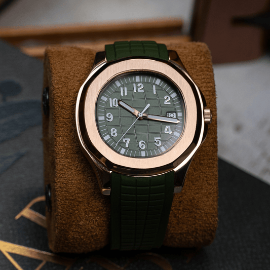 MOD AQUANAUT - KAKI PINK GOLD - MONTRE A PAPY - Montre automatique seiko mod avec