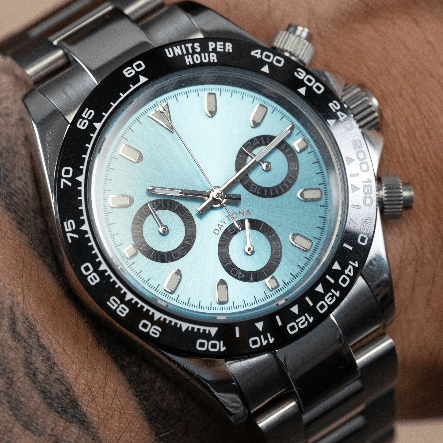 MOD DAYTONA - ICE BLUE VK63 - MONTRE A PAPY - Montre automatique seiko mod avec