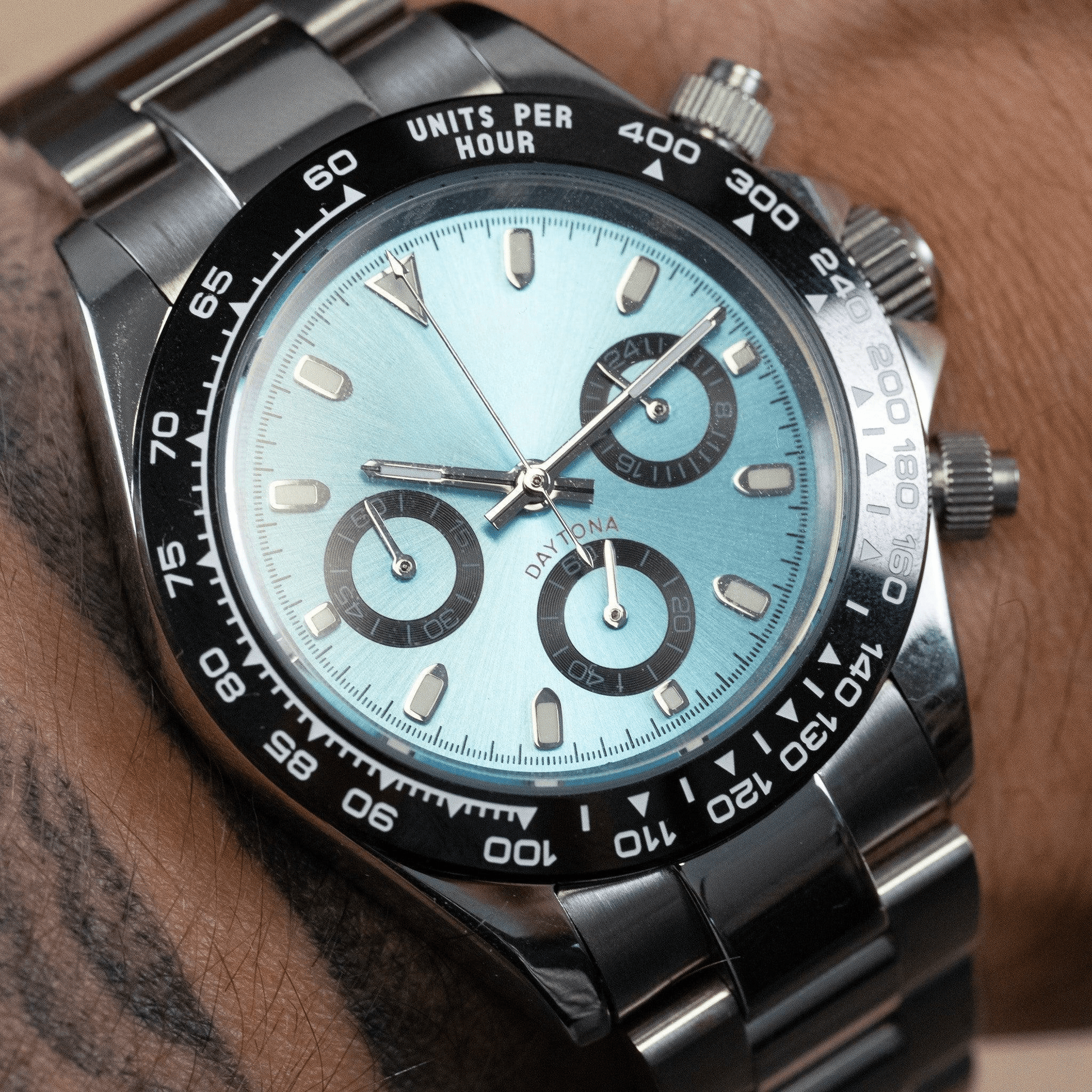 MOD DAYTONA - ICE BLUE VK63 - MONTRE A PAPY - Montre automatique seiko mod avec