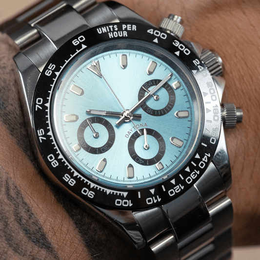 MOD DAYTONA - ICE BLUE VK63 - MONTRE A PAPY - Montre automatique seiko mod avec