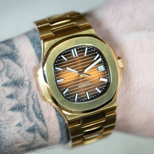 NAUTILUS OR CHOCOLAT - MONTRE A PAPY - Montre automatique seiko mod avec