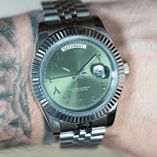 DAY DATE ARABIC VERT - MONTRE A PAPY - Montre automatique seiko mod avec