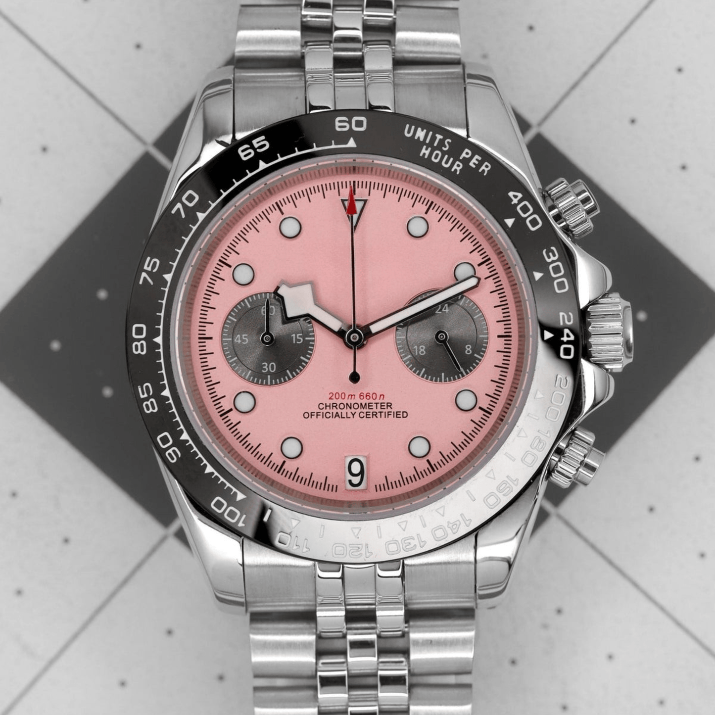 MOD BLACK BAY JUBILEE - PINK VK63 - MONTRE A PAPY - Montre automatique seiko mod avec