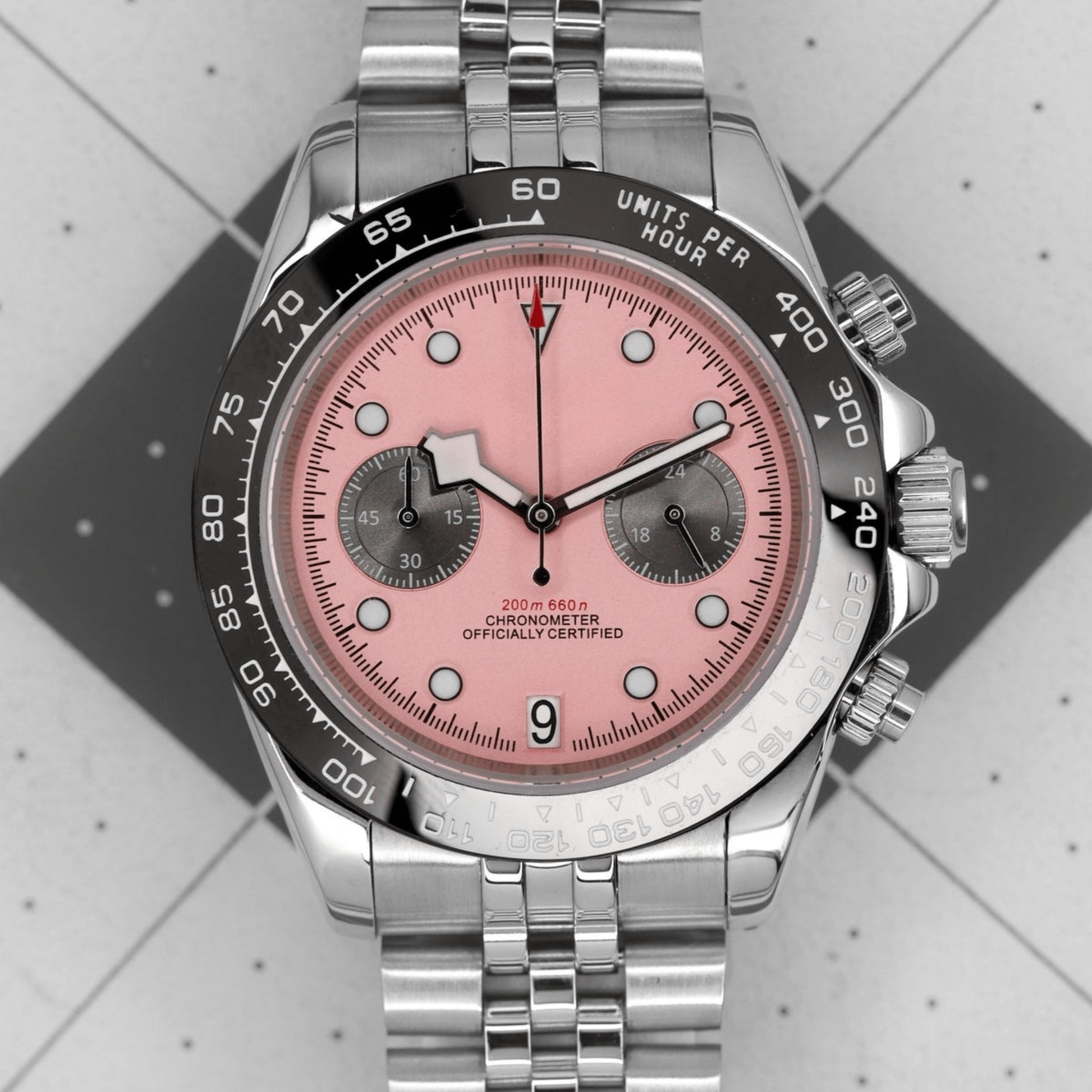 MOD BLACK BAY JUBILEE - PINK VK63 - MONTRE A PAPY - Montre automatique seiko mod avec