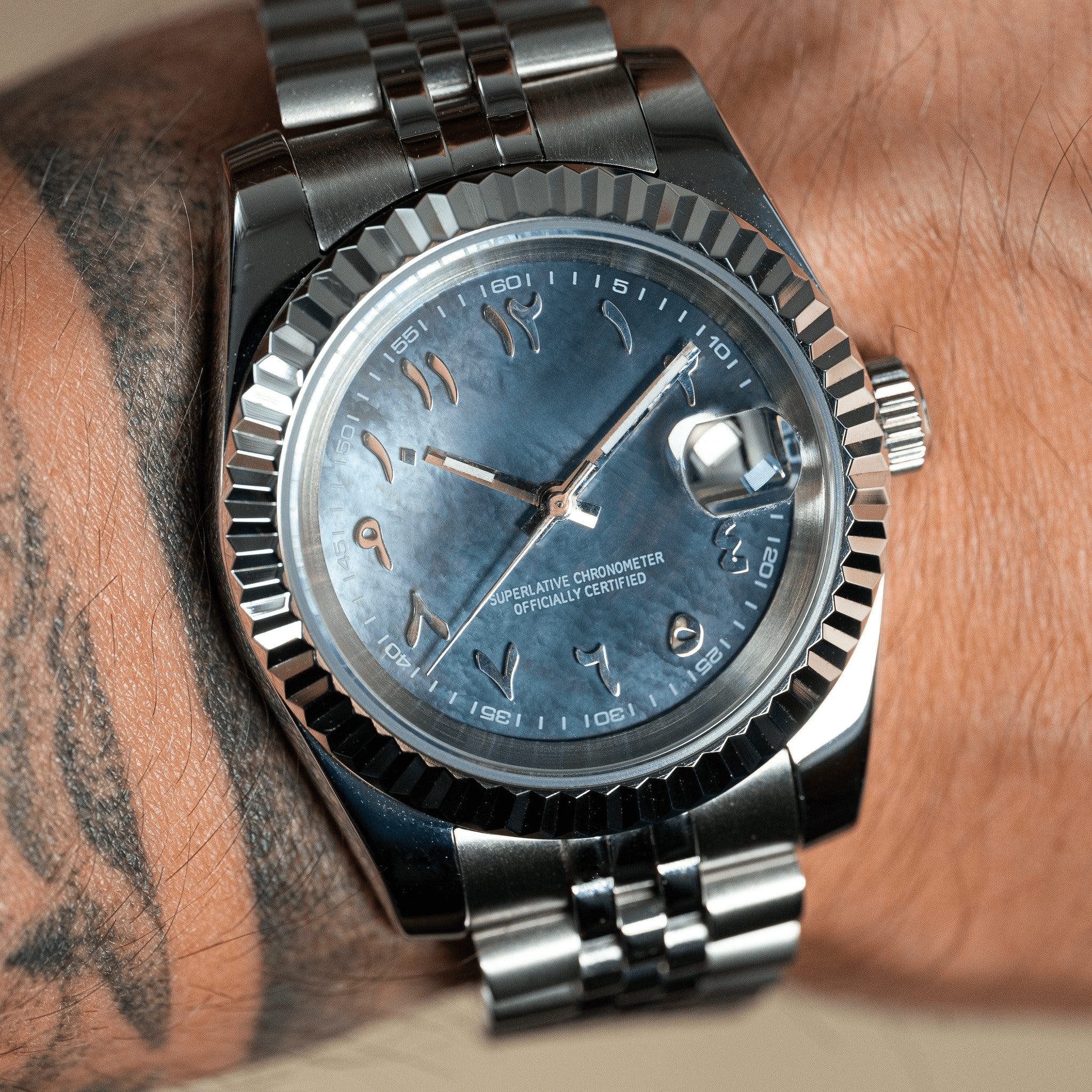 MOD DATE JUST - ARABIC PEARL - MONTRE A PAPY - Montre automatique seiko mod avec