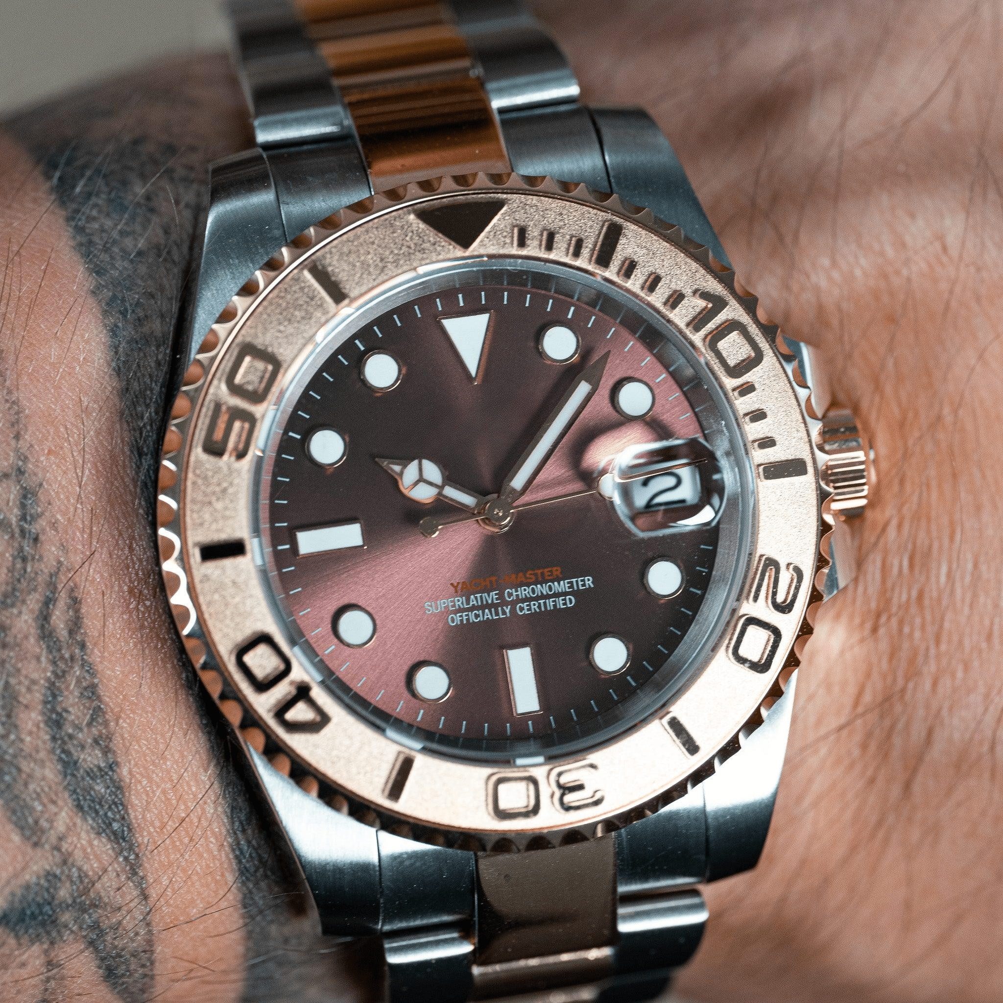 MOD YACHTMASTER - BI - TON PINK GOLD - MONTRE A PAPY - Montre automatique seiko mod avec