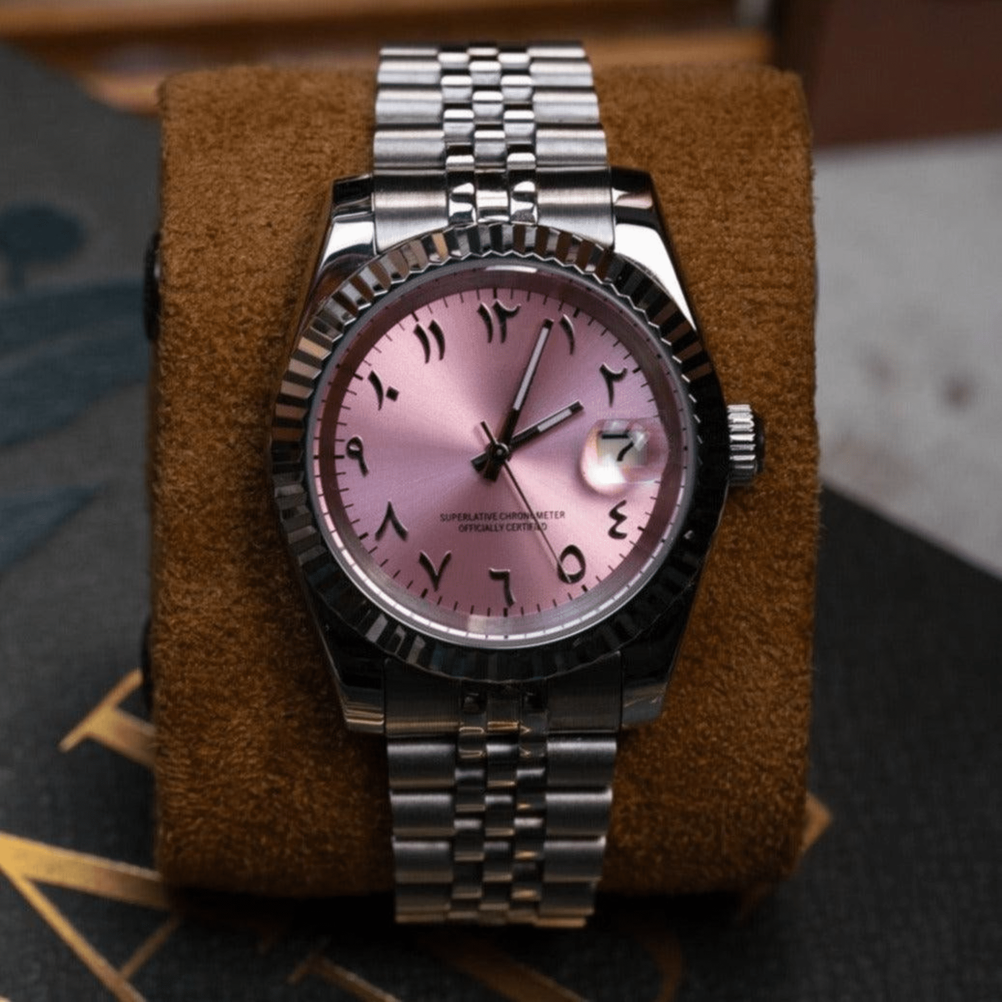 MOD DATE JUST - ARABIC PINK - MONTRE A PAPY - Montre automatique seiko mod 36mmavec