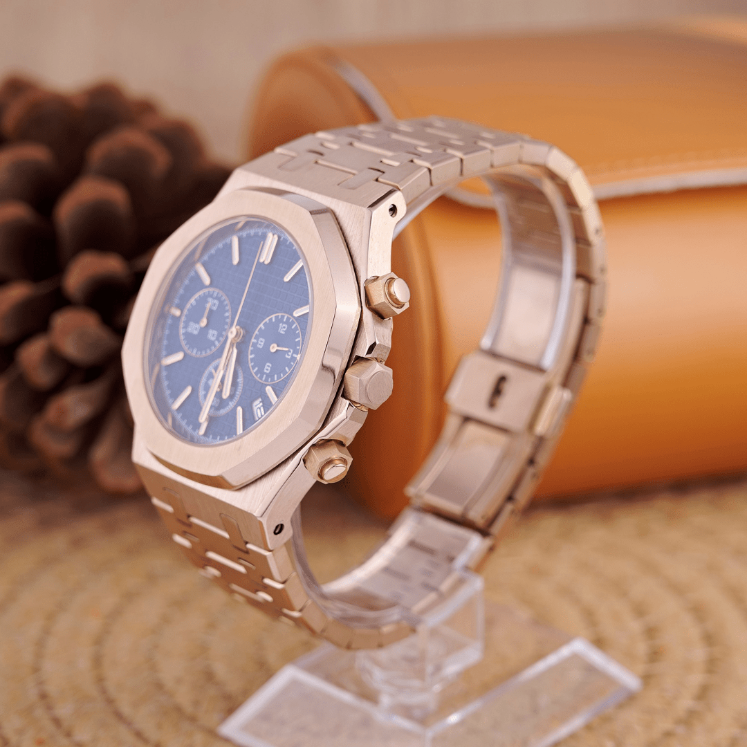 MOD OAK BLUE PINKGOLD - MONTRE A PAPY - Montre automatique seiko mod Avec