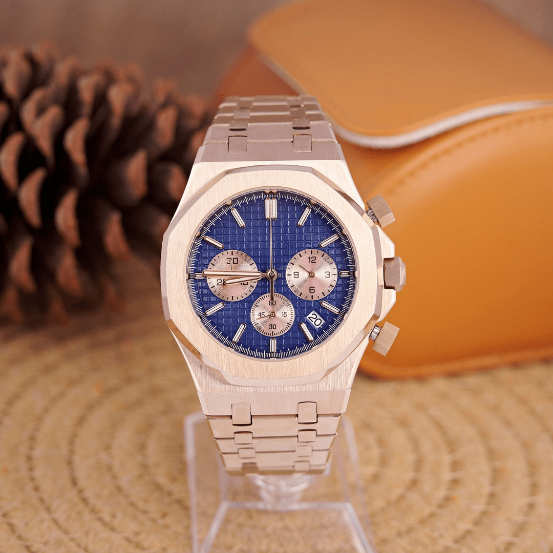 MOD OAK BLUE PINKGOLD 2 - MONTRE A PAPY - Montre automatique seiko mod Avec