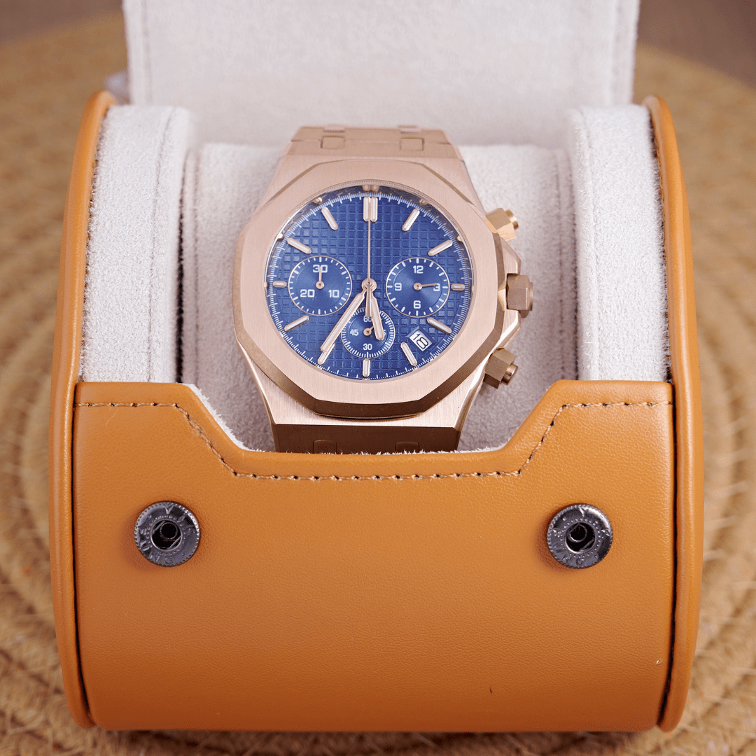 MOD OAK BLUE PINKGOLD - MONTRE A PAPY - Montre automatique seiko mod Avec