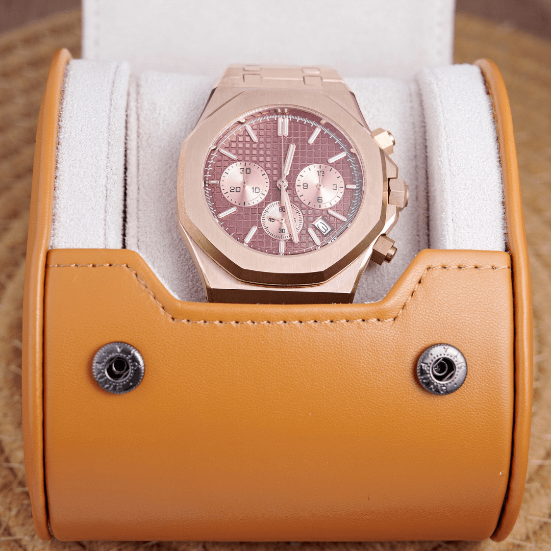 MOD OAK BROWN PINKGOLD - MONTRE A PAPY - Montre automatique seiko mod Avec
