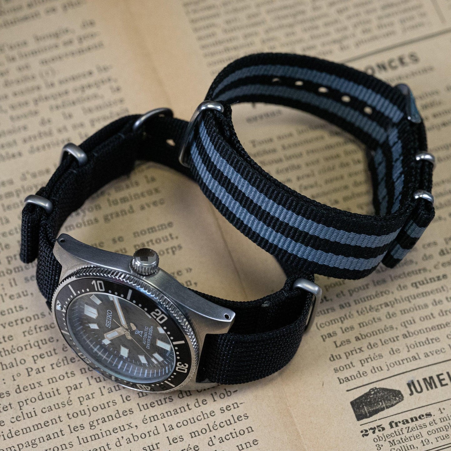 MOD SUB - BLACK DIVER - MONTRE A PAPY - Montre automatique seiko mod Gris + Noir