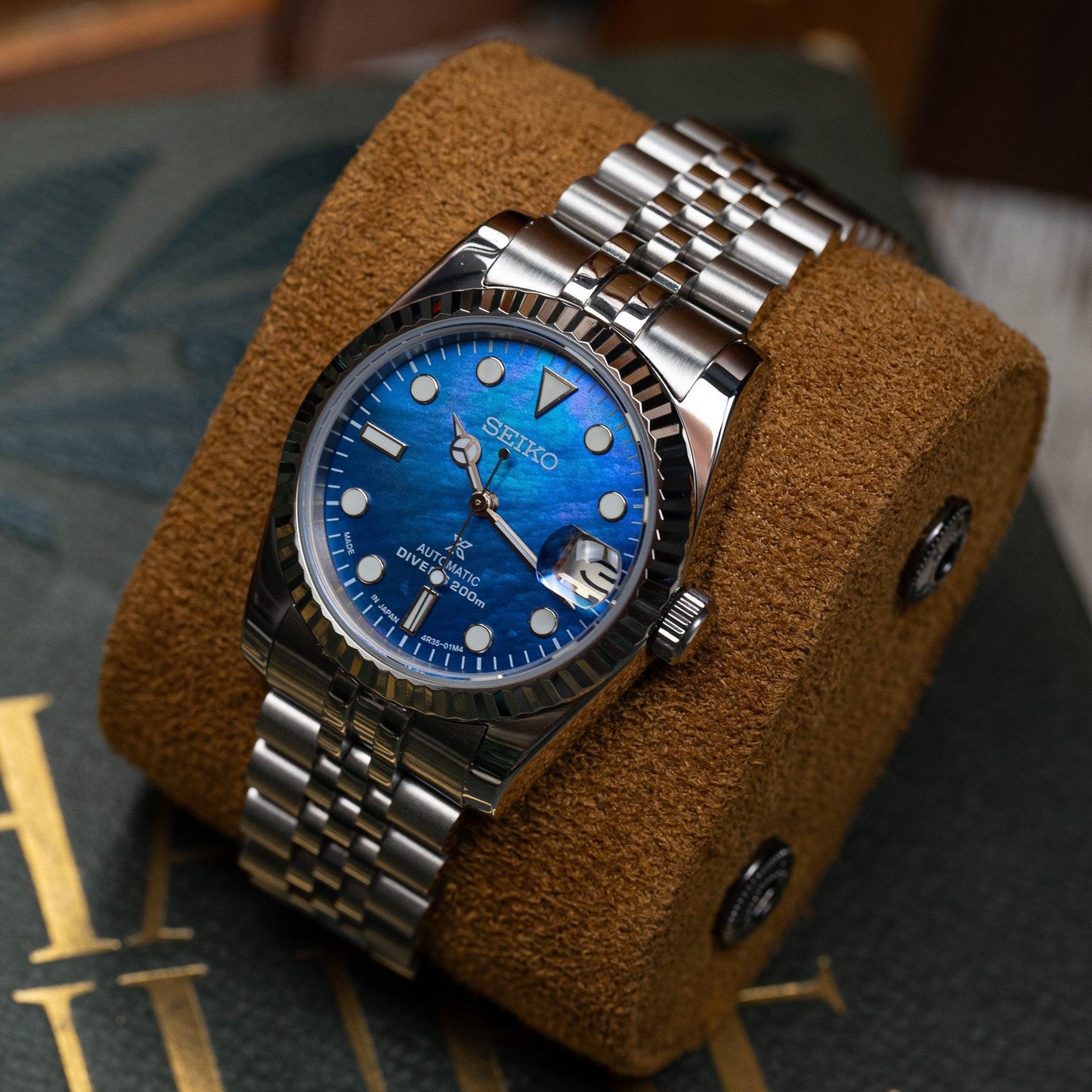 MOD DJ - BLUE MOTHER OF PEARL - MONTRE A PAPY - Montre automatique seiko mod 39mm