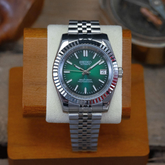 MOD DATE JUST - DARK GREEN - MONTRE A PAPY - Montre automatique seiko mod 36mm