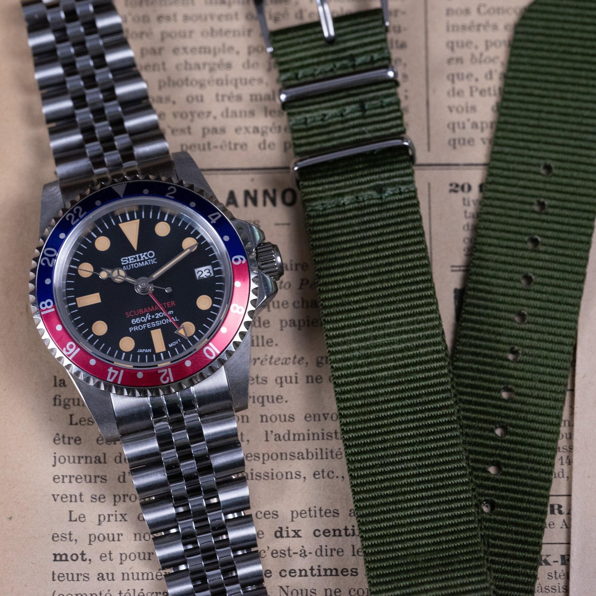 MOD GMT - PEPSI VINTAGE - MONTRE A PAPY - Montre automatique seiko mod Jubilee + Nato