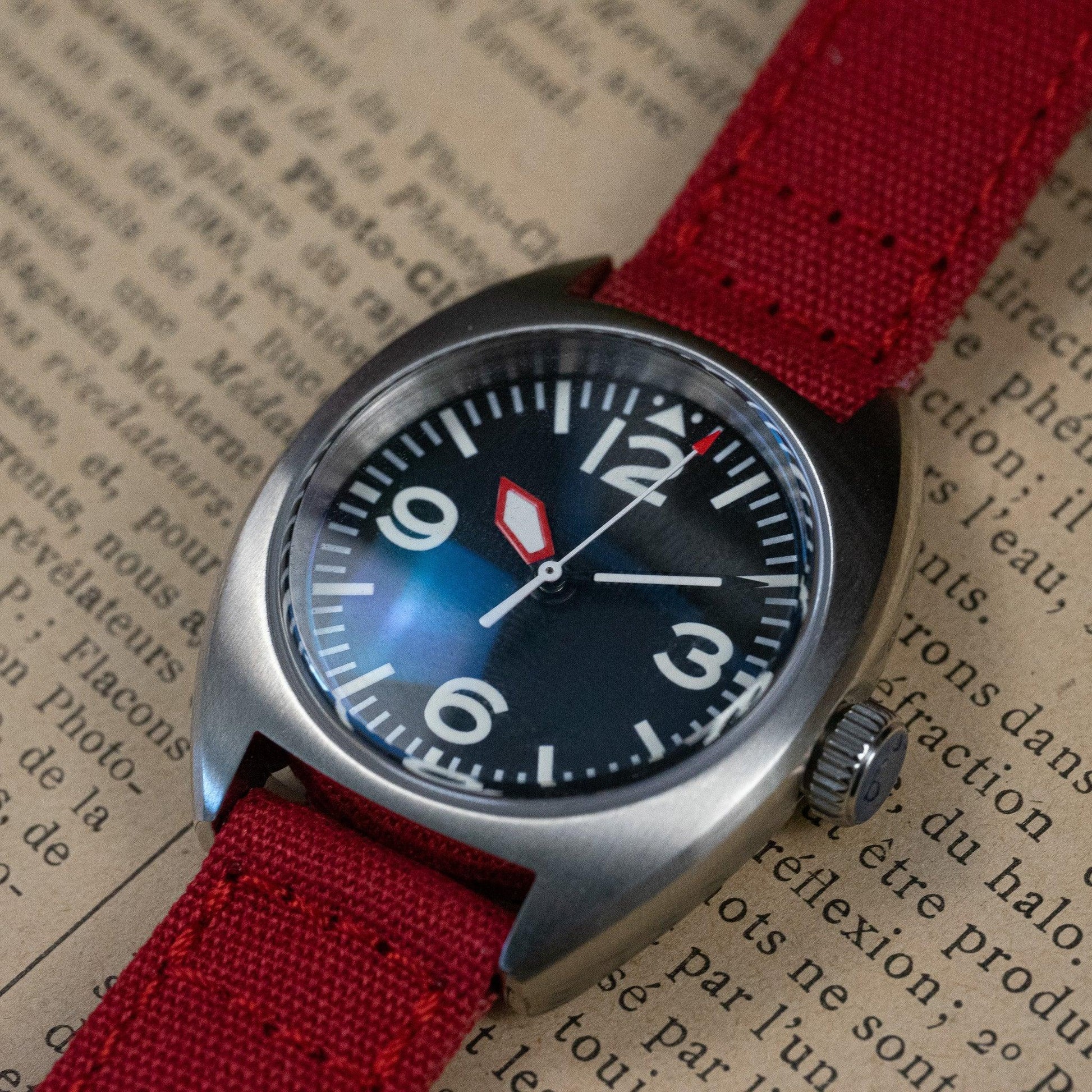 MOD PILOT - RED HANDS - MONTRE A PAPY - Montre automatique seiko mod Red