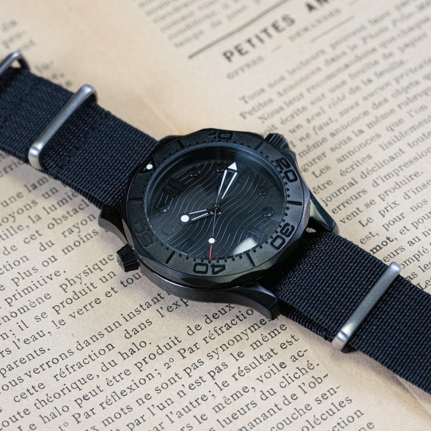 MOD SEA - 007 FULL BLACK - MONTRE A PAPY - Montre automatique seiko mod Nato