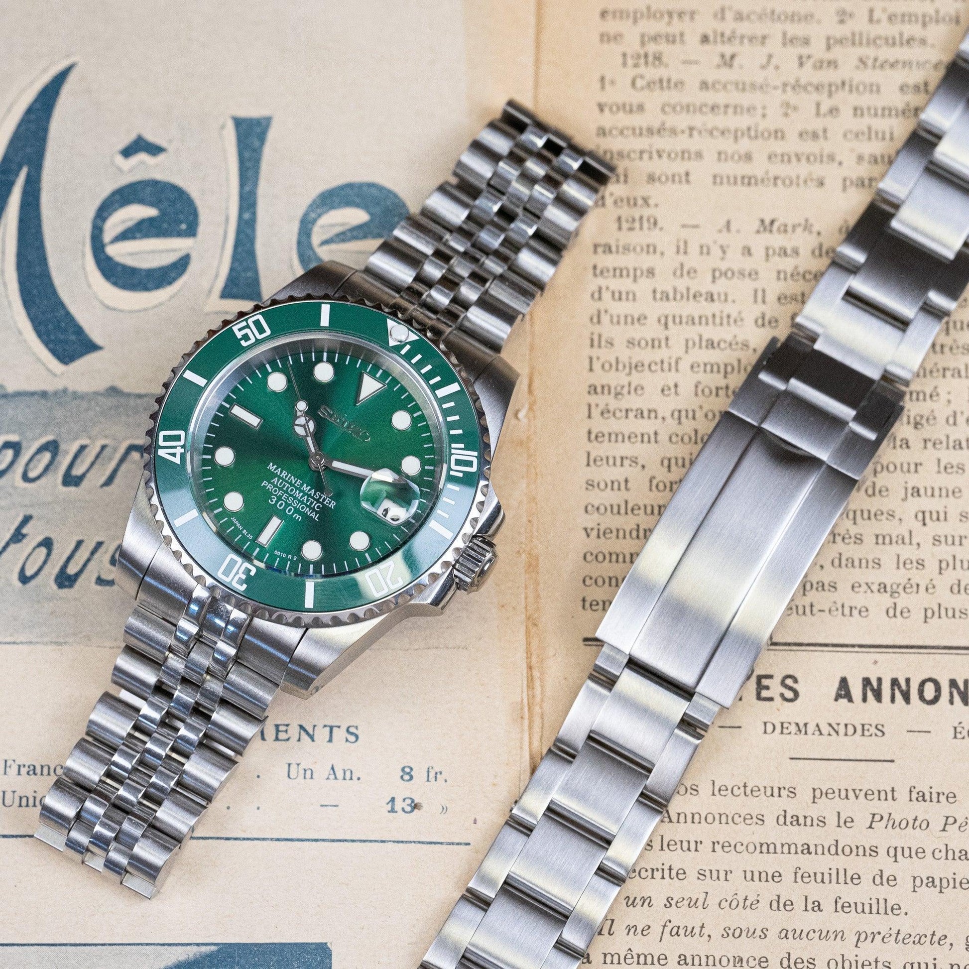 MOD SUB - HULK - MONTRE A PAPY - Montre automatique seiko mod Jubilee + Oyster