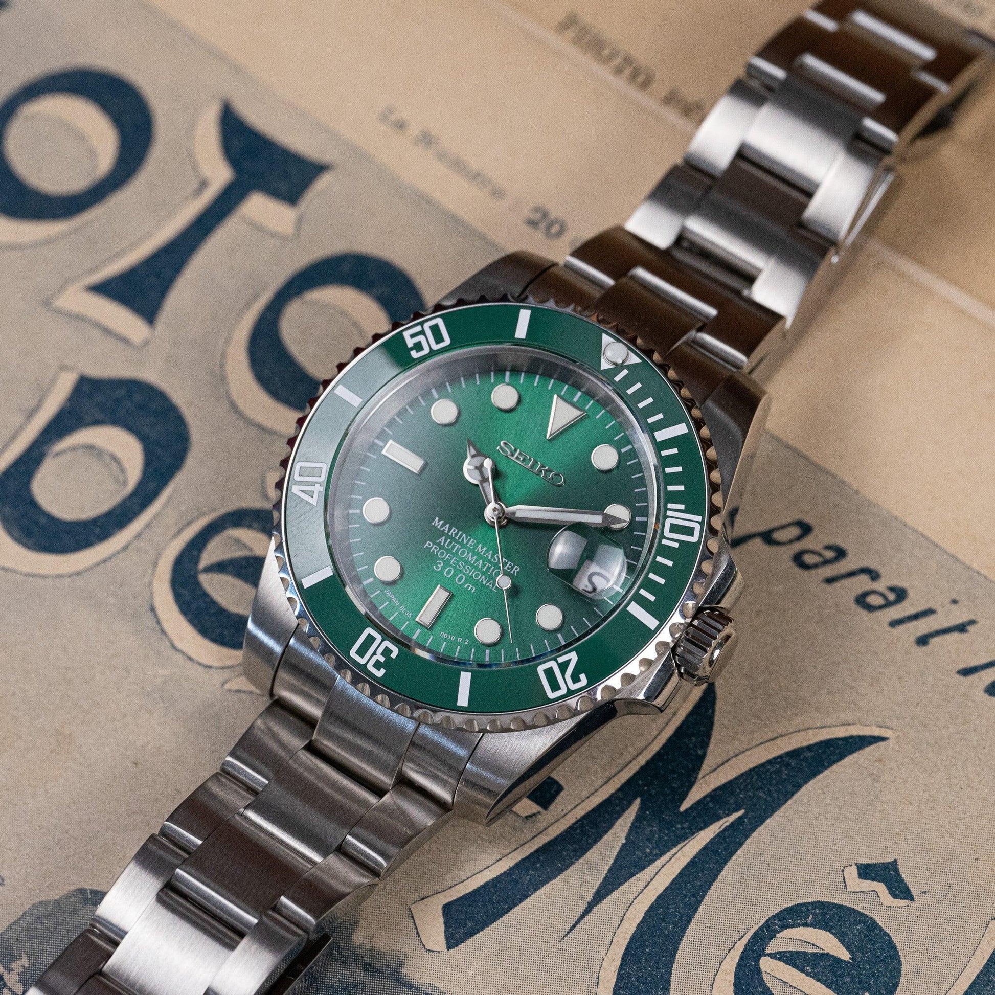 MOD SUB - HULK - MONTRE A PAPY - Montre automatique seiko mod Oyster