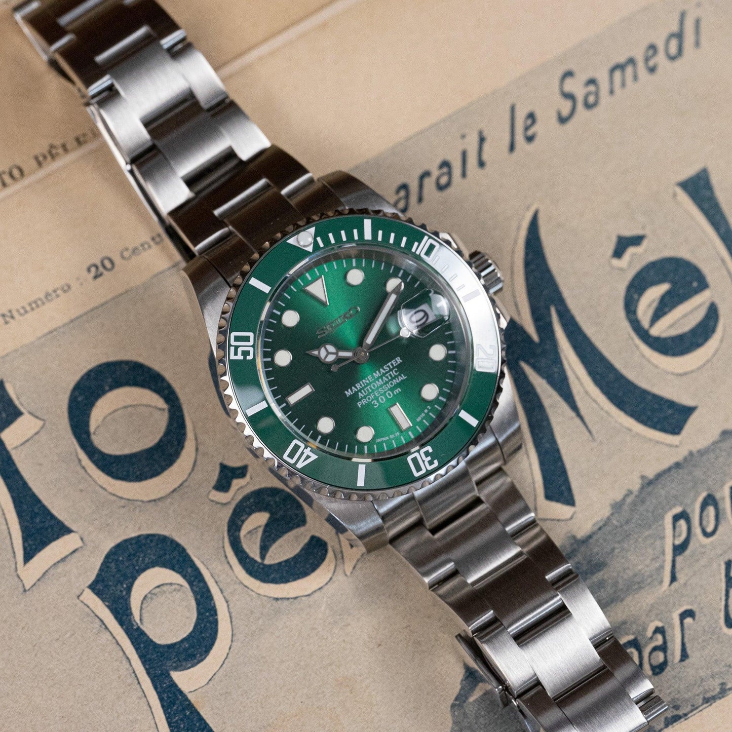 MOD SUB - HULK - MONTRE A PAPY - Montre automatique seiko mod Jubilee + Oyster