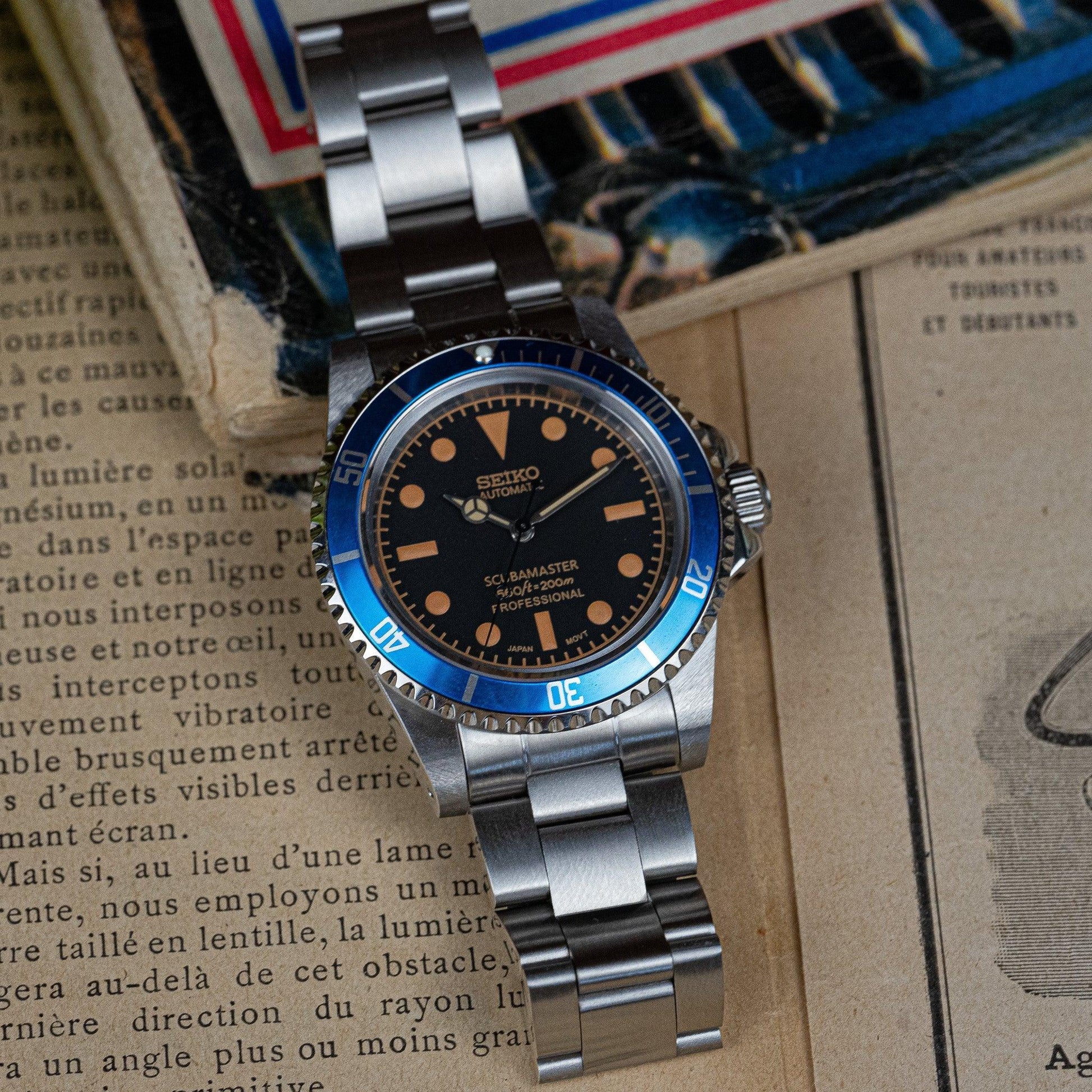 MOD VINTAGE SUB BLUE - MONTRE A PAPY - Montre automatique seiko mod