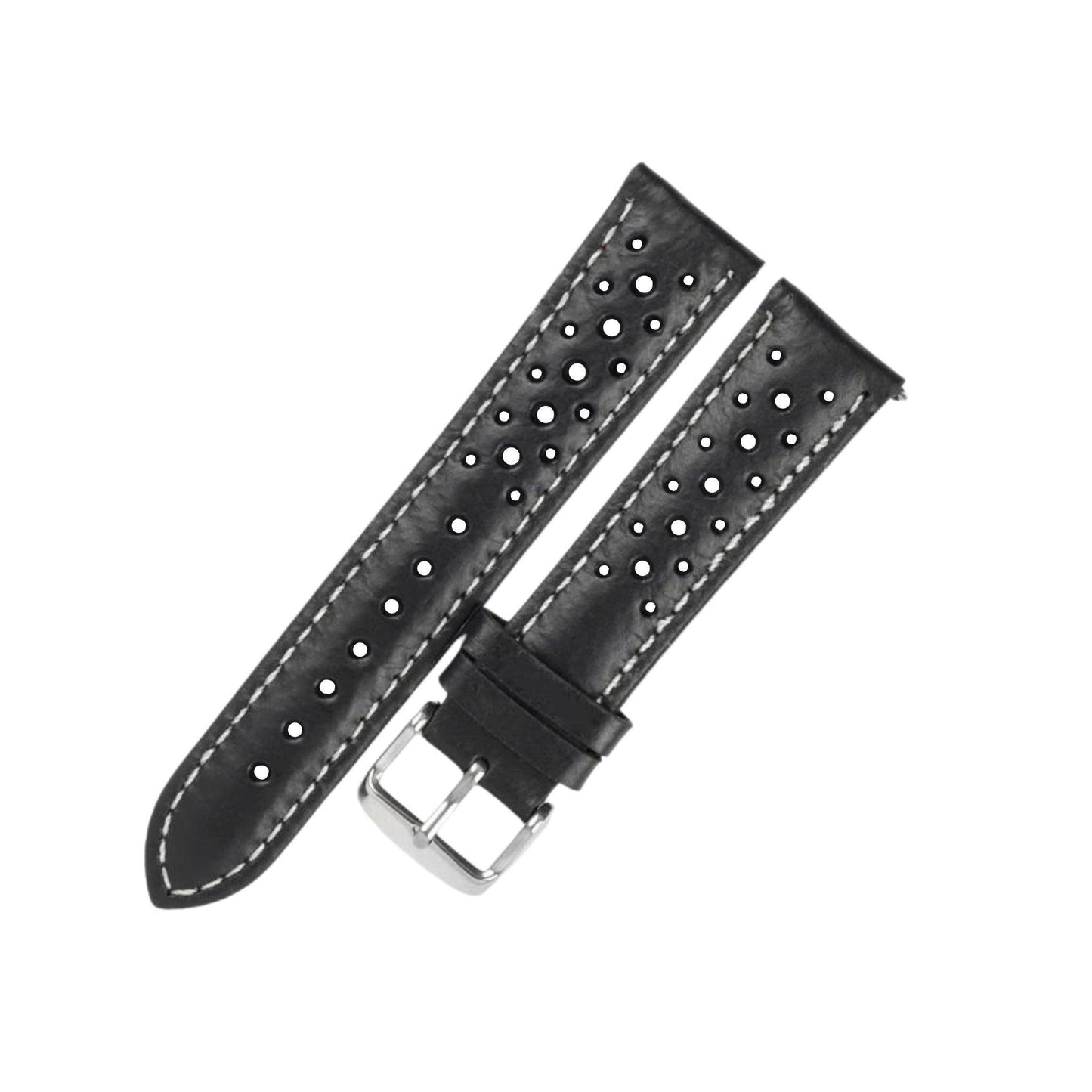 Bracelet montre cuir Rally - MONTRE A PAPY - Montre automatique seiko mod 18mmNoir & Blanc