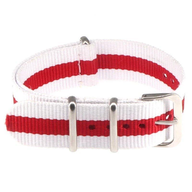 Bracelet montre Nato (1 Bande) - MONTRE A PAPY - Montre automatique seiko mod 18mmBlanc/Rouge