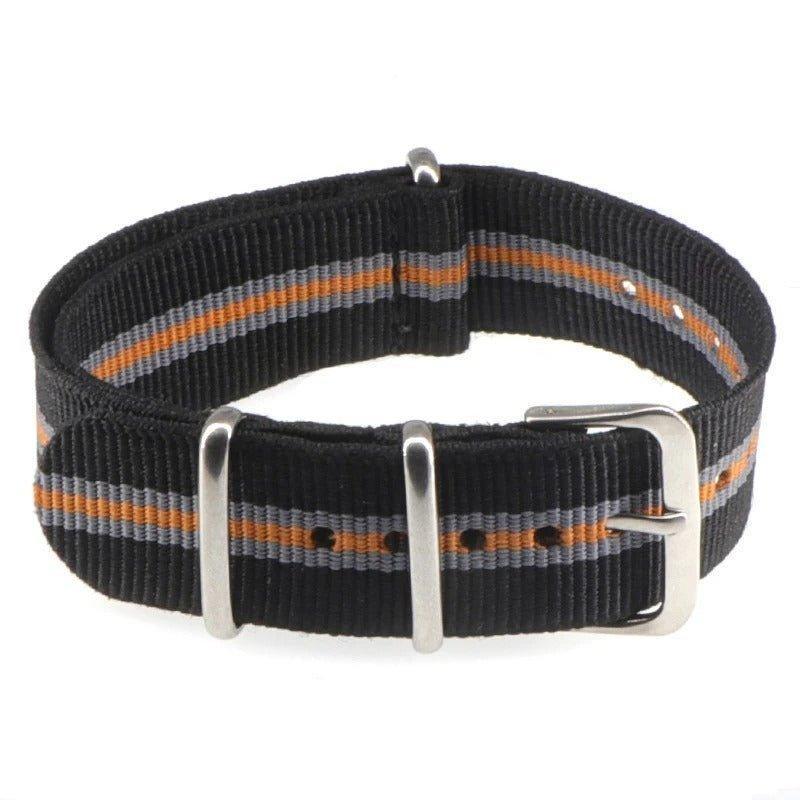 Bracelet montre Nato (Bandes) - MONTRE A PAPY - Montre automatique seiko mod 18mmNoir/Gris/Orange