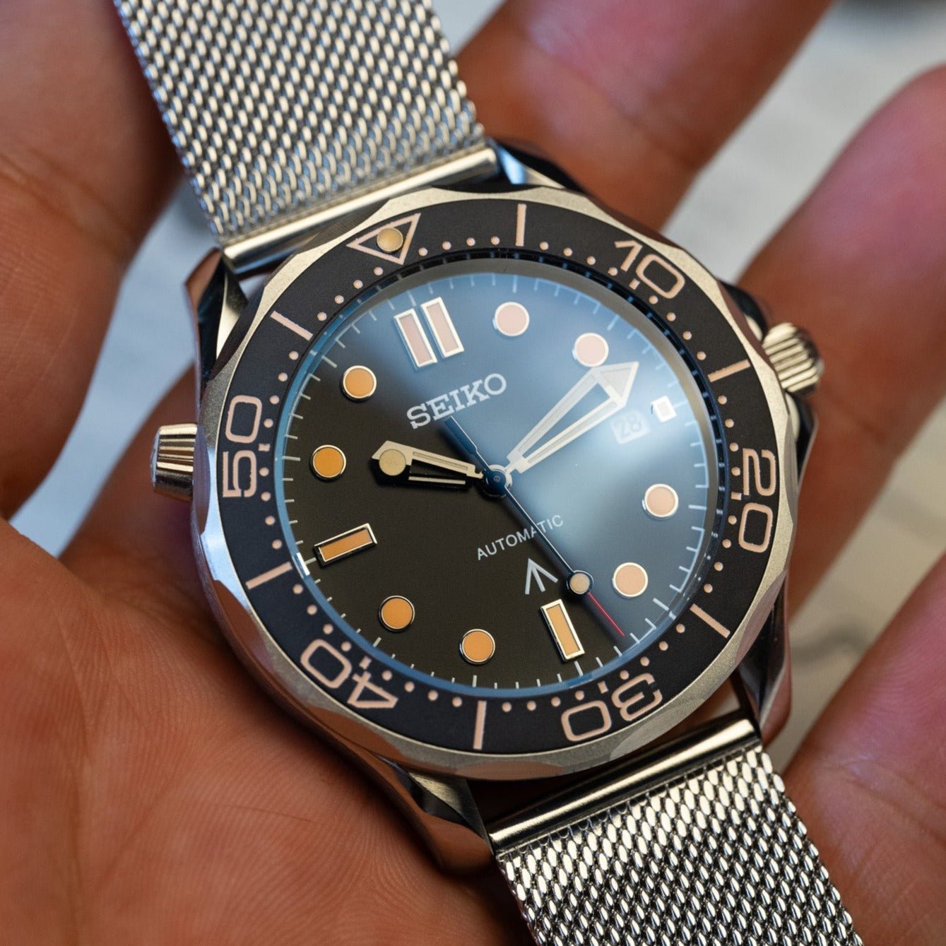 MOD SEAMASTER - 007 JAMES BOND - MONTRE A PAPY - Montre automatique seiko mod avecmilanais