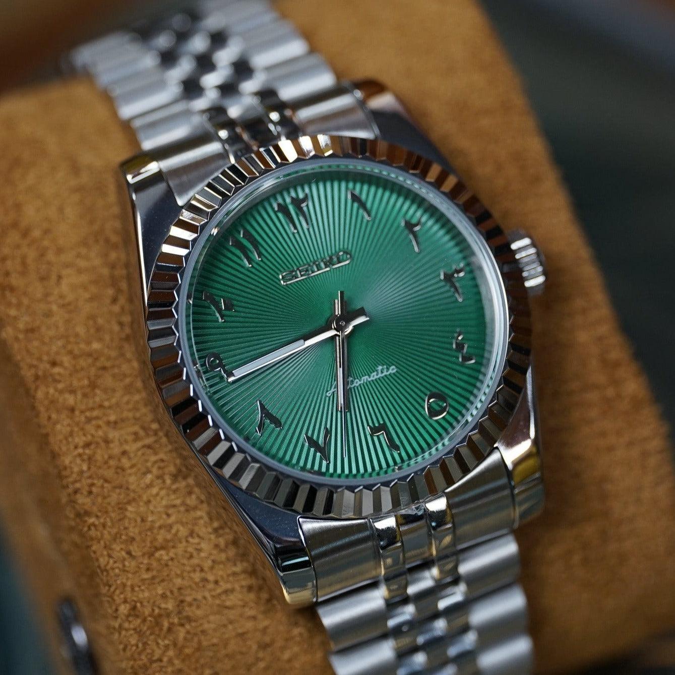 SEIKO MOD ARABIC GREEN NO DATE - MONTRE A PAPY